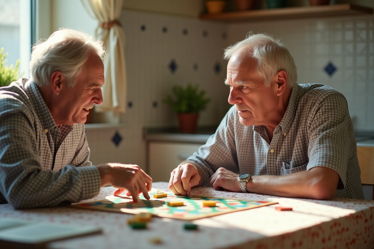 Deux hommes âgés discutant autour d