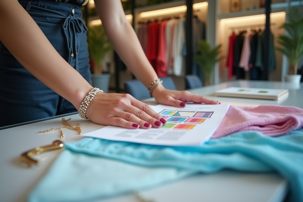 Mains de femme avec ongles peints examine echantillons mode