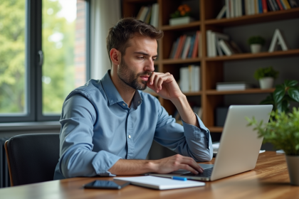 Homme d'âge moyen dans un bureau à domicile