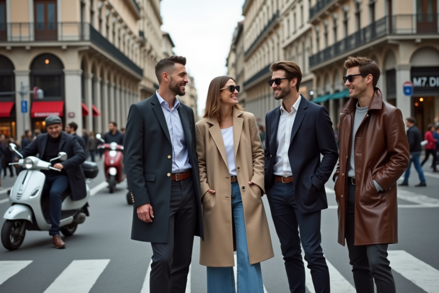 Groupe de jeunes adultes à Milan en mode urbaine