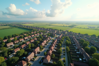 Quartier résidentiel en expansion vers la campagne