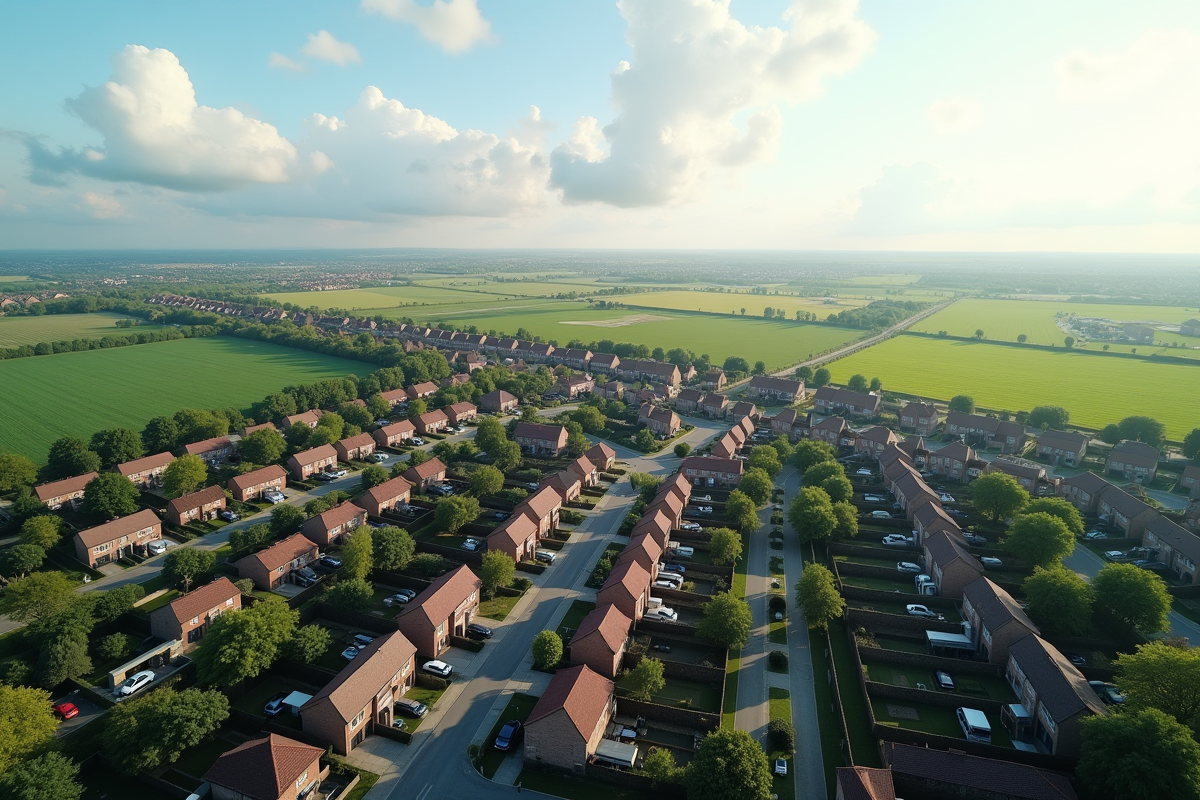 Quartier résidentiel en expansion vers la campagne