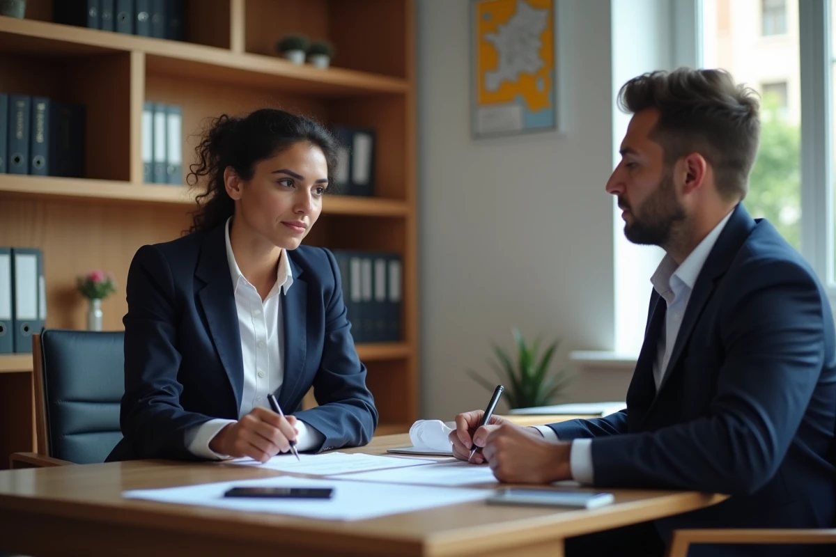 Femme investisseuse signant un contrat immobilier chez un notaire à Marseille pour un bien dans les quartiers nords
